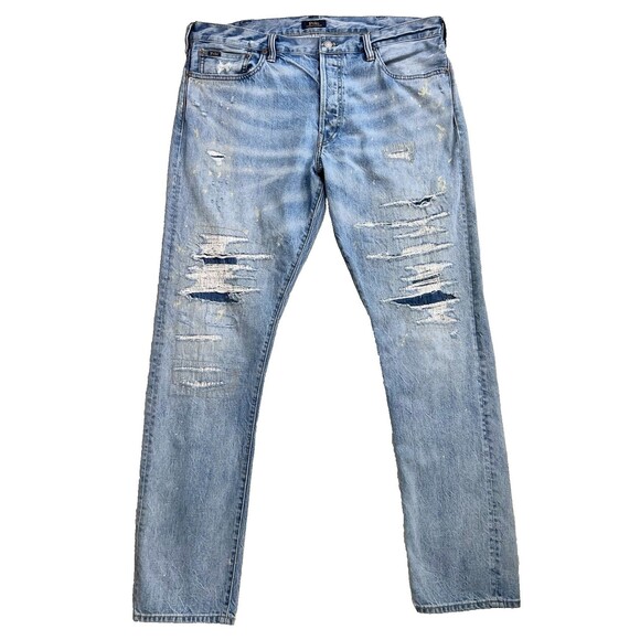 Polo Ralph Lauren The Sullivan Slim Jeans Classic Distressed Paint Mens SZ 40x32 - Picture 1 of 14